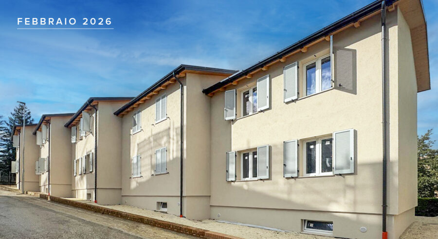 Febbraio 2025 – Febbraio 2026: completato in un anno il nuovo complesso residenziale in legno – Gualdo (MC)
